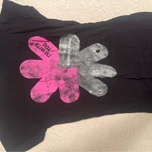 Kids Black Graphic Tee with Pink & Gray Logo